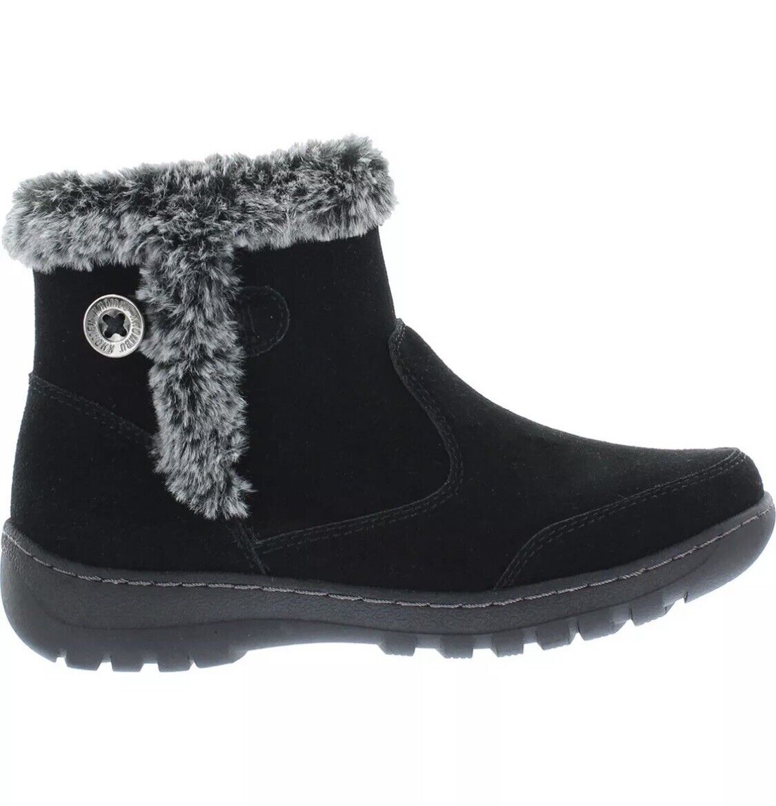 Khombu Iris Ladies Size 8, Faux Fur Trim Leather All Season Boot, Black