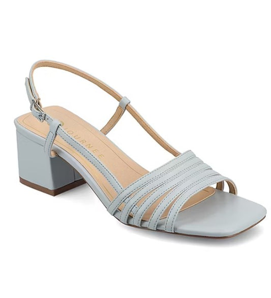 Journee Collection Women Size 7W, Shayana Slingback Block Heel Sandals, Blue