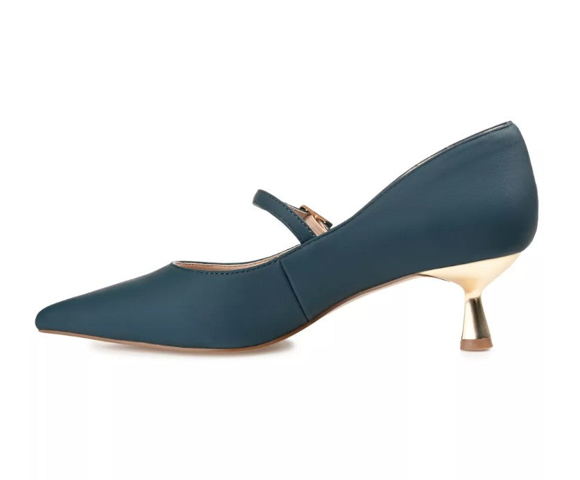 Journee Collection Women's Size 8.5, Manza Kitten Heel Mary Jane Pumps, Navy