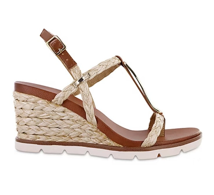 Mia Amore Women's Size 8, Tyrah Raffia Wedge Heel Sandals, Natural