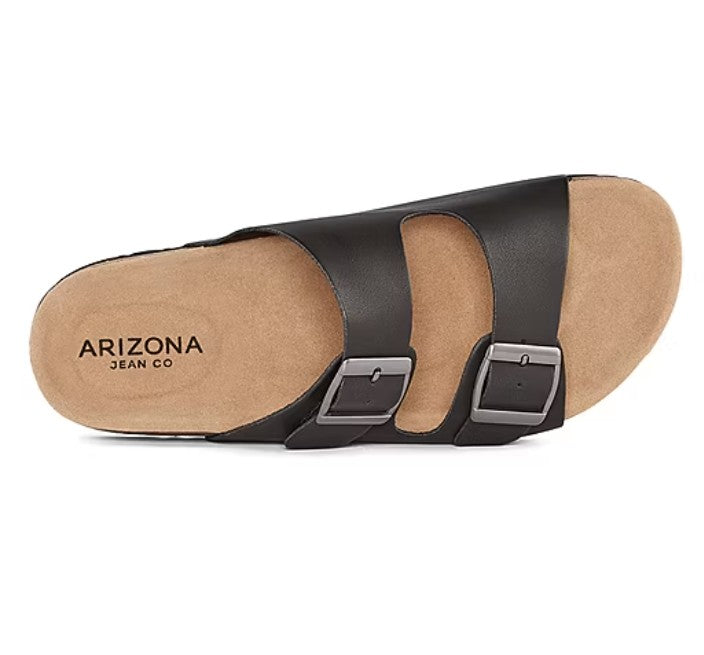 Arizona Jean Co Fireside Women's Size 6, Footbed Buckle Slide Sandals, Black