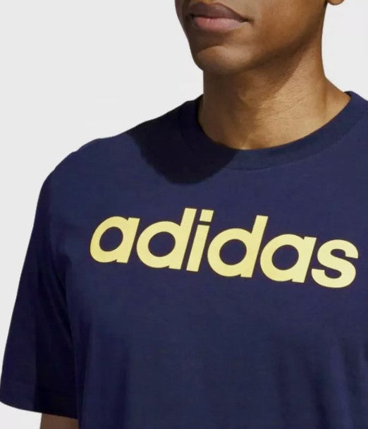 adidas Men's Size Large Short Sleeve Graphic Tee T-Shirt, Navy / Gold