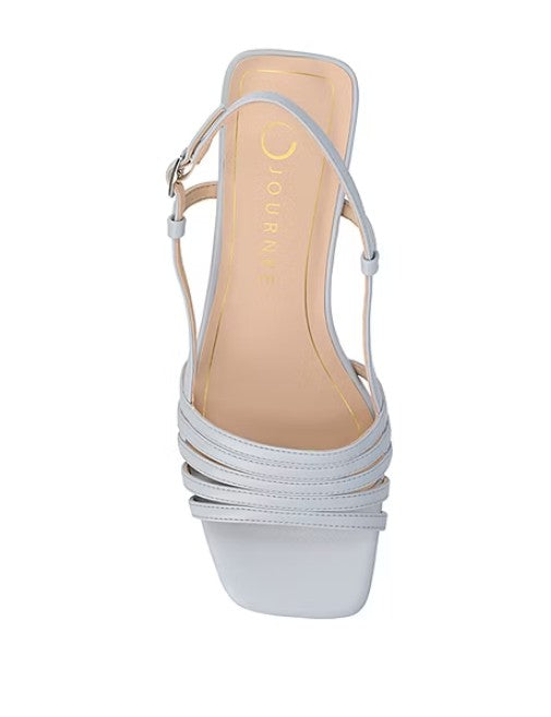 Journee Collection Women Size 7W, Shayana Slingback Block Heel Sandals, Blue