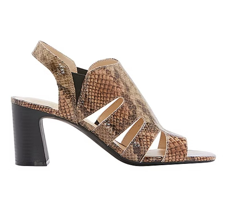 Liz Claiborne Women Size 7, Gillroy Block Heeled Sandals, Snake