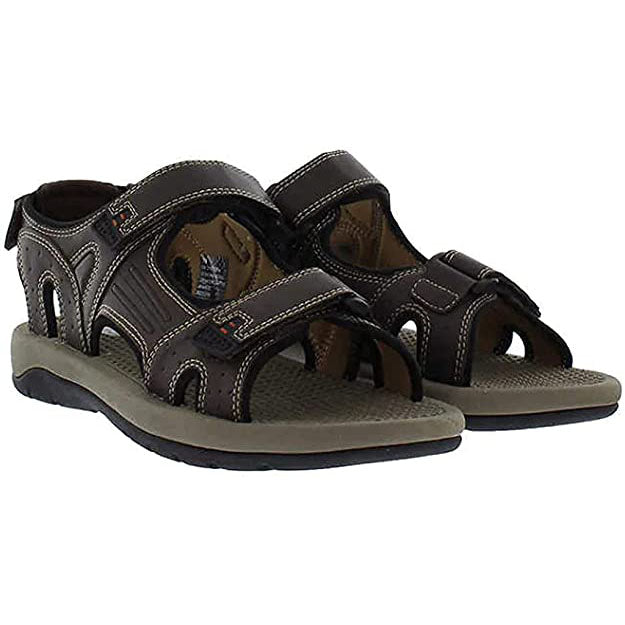 Khombu Noah Men's Size 8 Comfort Hook & Loop Sandals, Brown, Customer Return