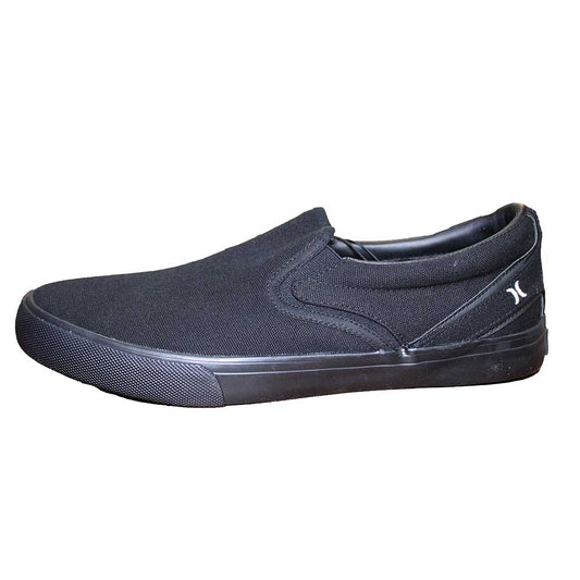 Hurley Men's Size 11 Canvas Slip-on Shoe, Black/Black, Customer Return