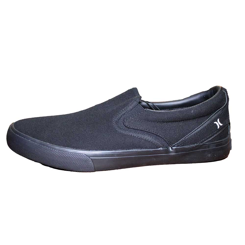 Hurley Men's Size 8.5 Canvas Slip-on Shoe, Black/Black, Customer Return