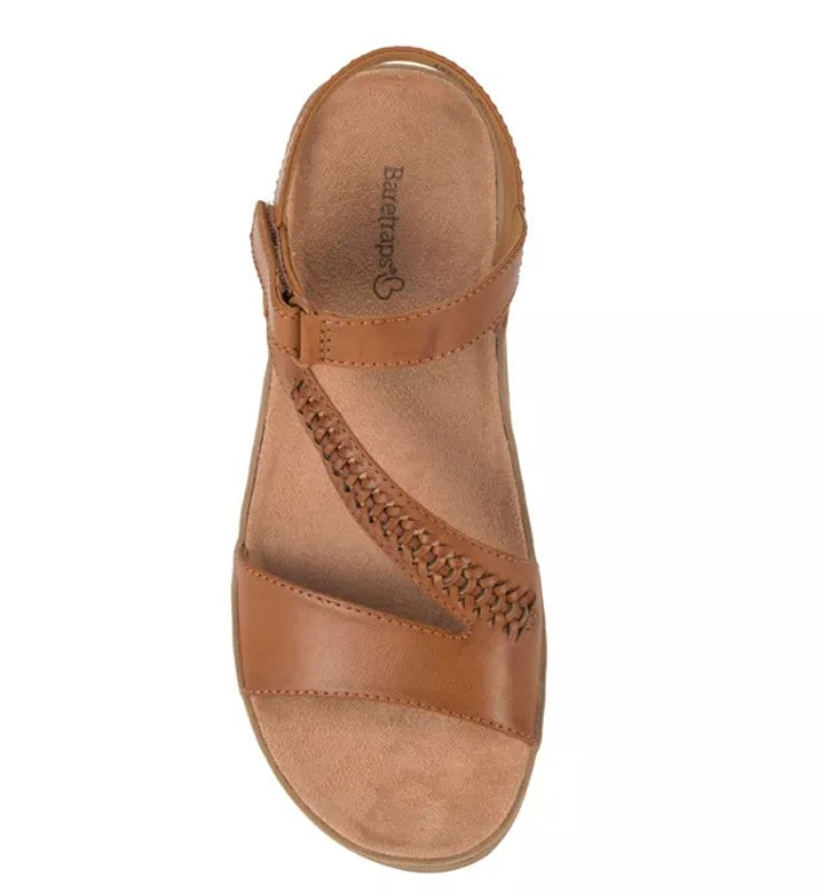 Baretraps Women Size 8 M, Frolick Asymmetrical Wedge Sandals, Dark Caramel Brown