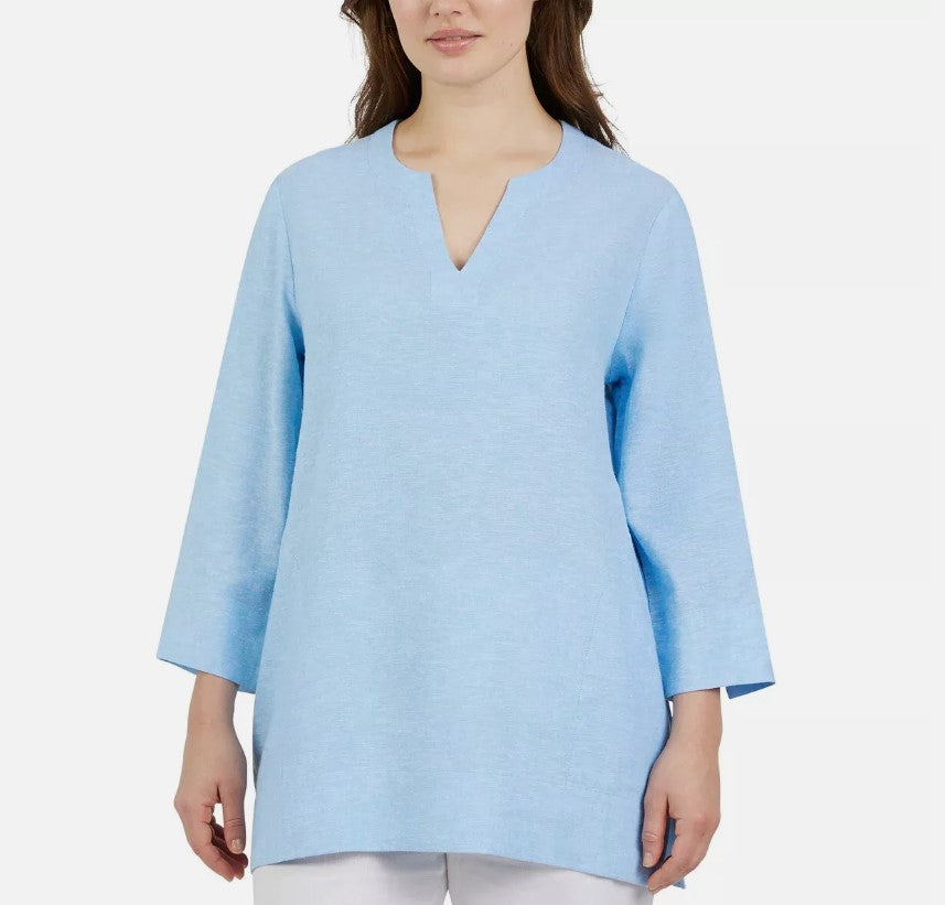 Lands’ End Ladies' Size XXL (18) Notch Neck Tunic, Blue