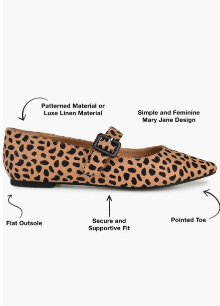 Journee Collection Women's Size 11, Karissa Pointy Mary Jane Flats, Animal