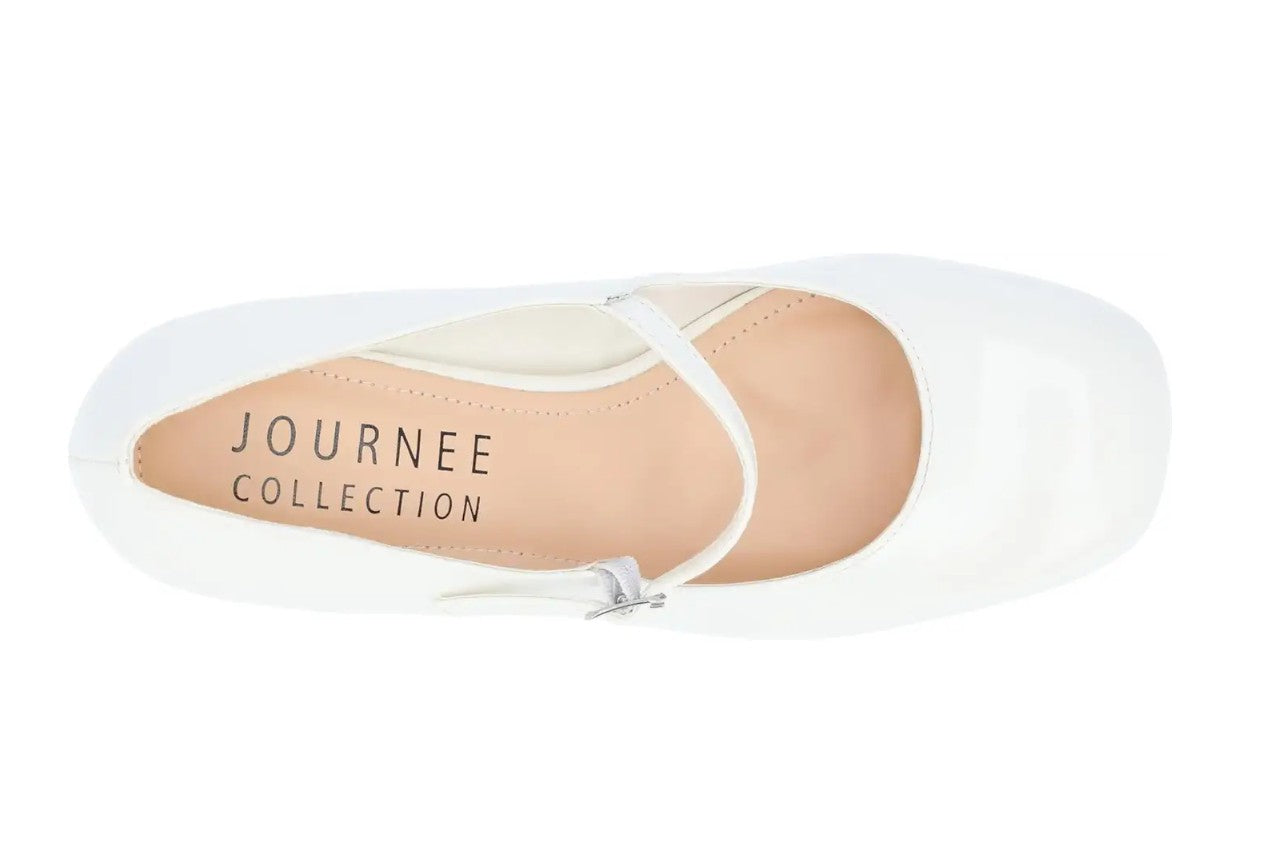 Journee Women's Size 7 M, Okenna Mary Jane Block Heel Pumps, White