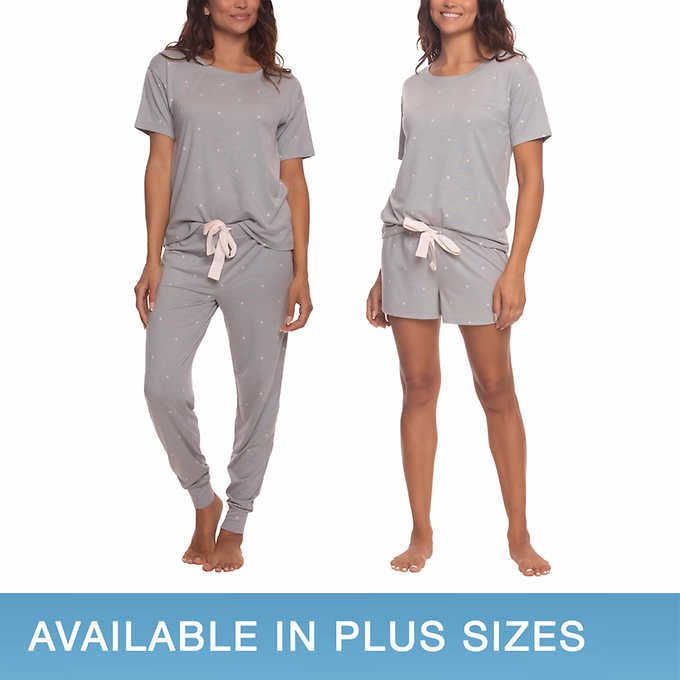 Felina Ladies' Size Large, 3-piece Lounge Set, Gray Stars, Customer Return