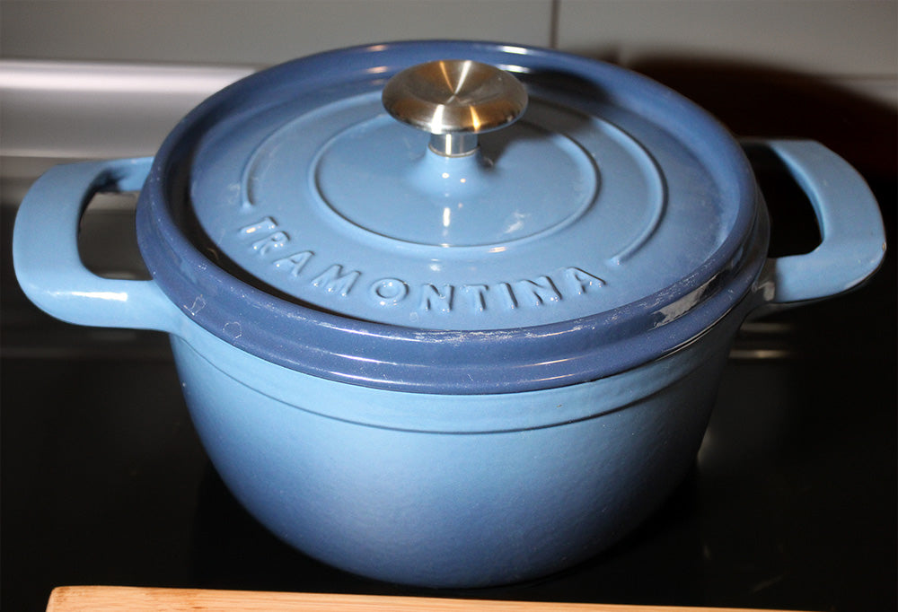 Tramontina 4-quart Enameled Cast Iron Round Dutch Oven, Blue, Pre-owned