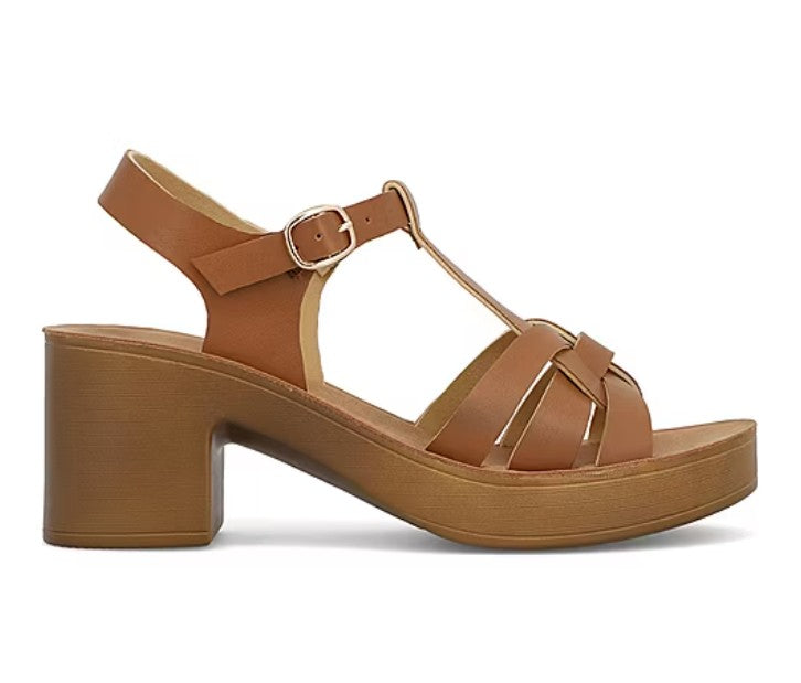 Mia Girl Women's Size 9.5, Dorian Block Heeled Strappy Sandals, Brown