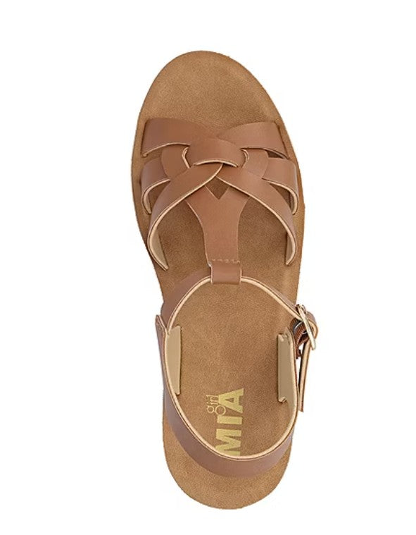 Mia Girl Women's Size 9.5, Dorian Block Heeled Strappy Sandals, Brown