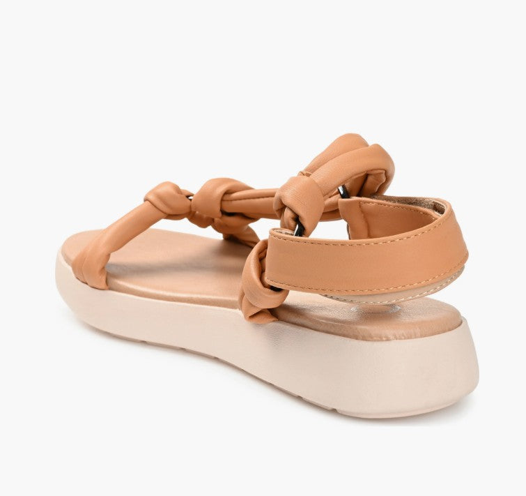 Journee Collection Women's Size 10, Marri Knotted Strap Sandals, Mocha