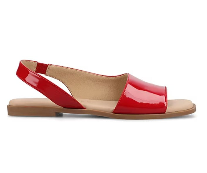 Journee Women's Size 10 Wide, Brinsley Sling Back Flat Sandals, Red Patent