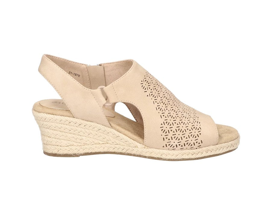 Easy Street Women's Size 8 M, Serena Zip Espadrille Wedge Sandals, Sand