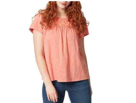 Ella Moss Ladies' Size Small, Lace Trim Knit Top, Orange