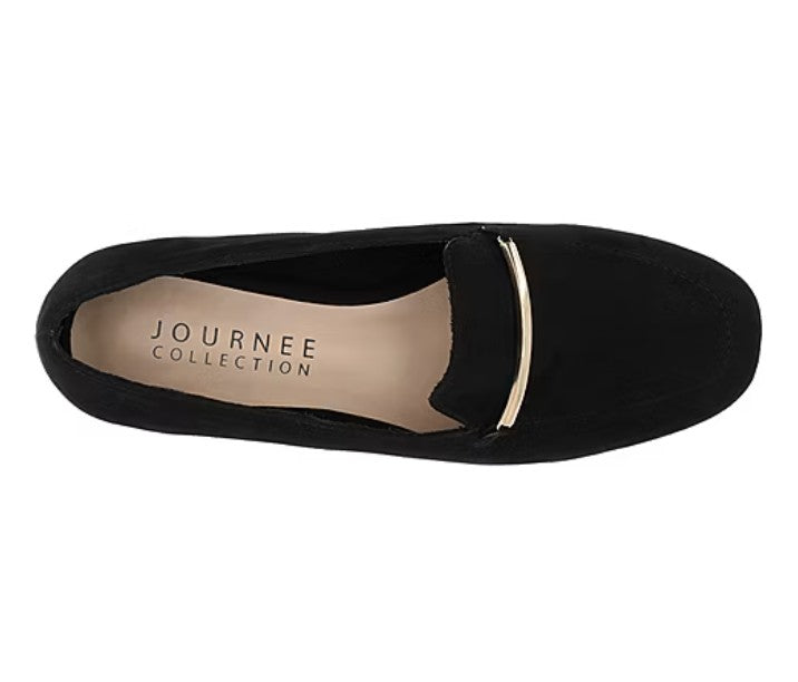 Journee Collection Wrenn Women's Size 9.5 W, Moc Closed Toe Loafers, Black Suede