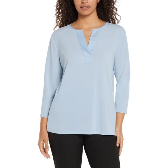 Banana Republic Ladies' Size 3X (26-28) V-Neck 3/4 Sleeve Top Blouse, Blue