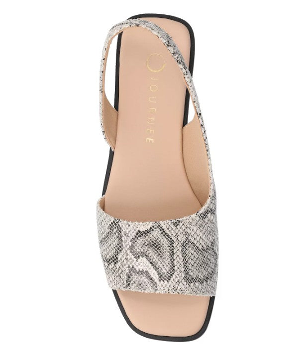 Journee Women's Size 10 Wide, Brinsley Sling Back Flat Sandals, Snake