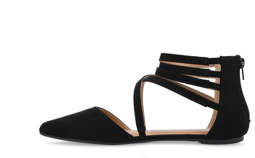 Journee Women's Size 9, Marlee D'orsay Straps Faux Suede Flats, Black