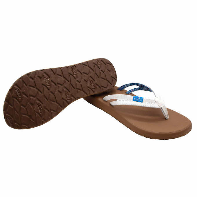 Flojos Ladies' Size 6 Flip Flops Sandals Thongs, White, Customer Return