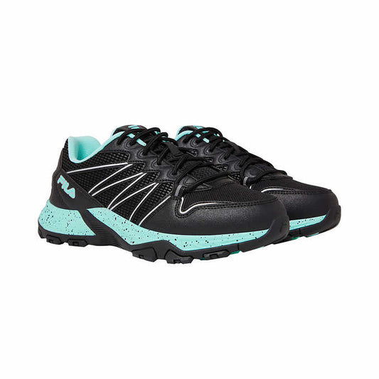 Fila Quadrix Ladies' Size 6, Trail Shoe Sneaker, Black - Aqua, Customer Return