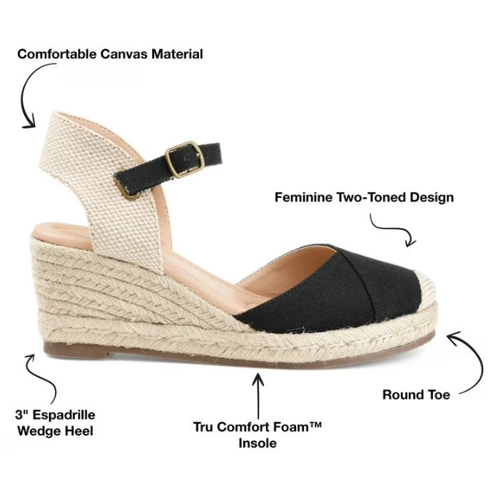Journee Collection Women's Size 9, Comfort Foam Ashlyn Wedge Sandals, Black