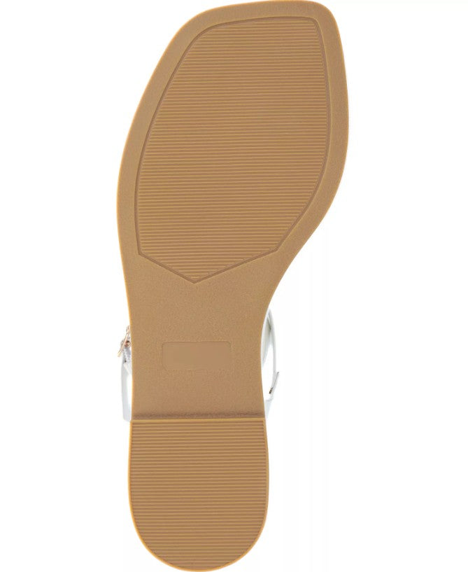 Journee Women's Size 8.5, Charra Strappy Flat Split Toe Sandals, White