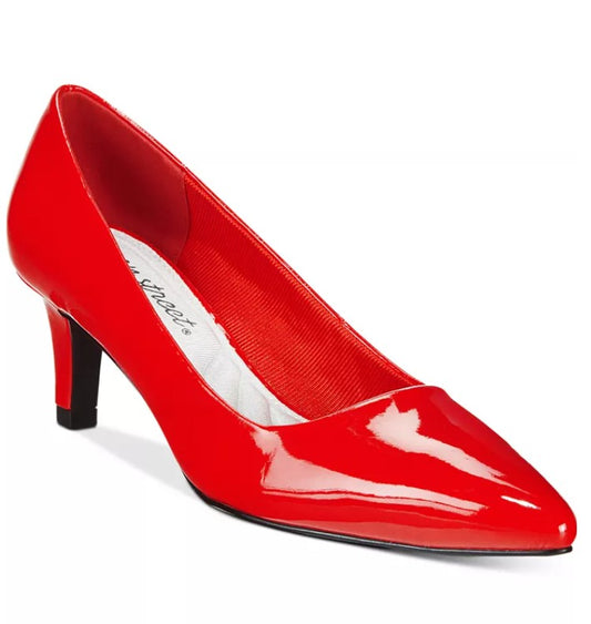 Easy Street Women's Size 8.5, Pointe Classic Pointed Pumps, Red Patent