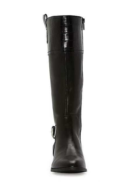 St. John's Bay Women's 8 Wide, Roslyn Wide Calf Stacked Heel Riding Boots, Black