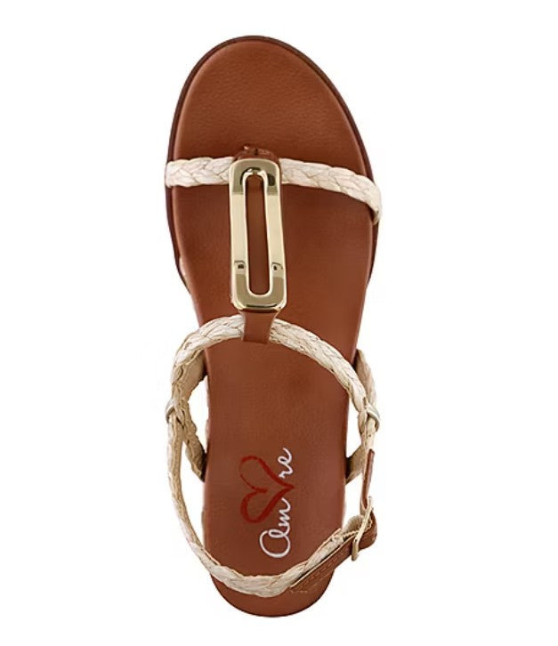 Mia Amore Women's Size 8, Tyrah Raffia Wedge Heel Sandals, Natural