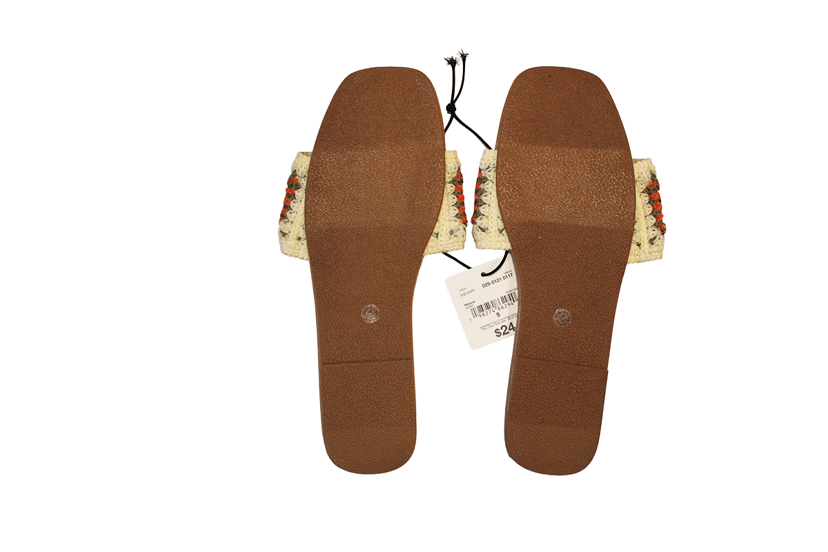 a.n.a Women's Size 9, Crochet Band Slip-on Slide Flat Sandals, Natural NWT