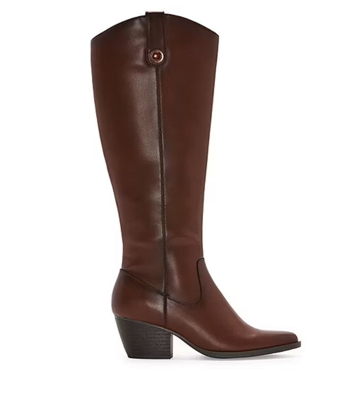 Frye and Co. Womens Size 8.5, Sheldon Stacked Heel Cowboy Boots, Brown, Grade A