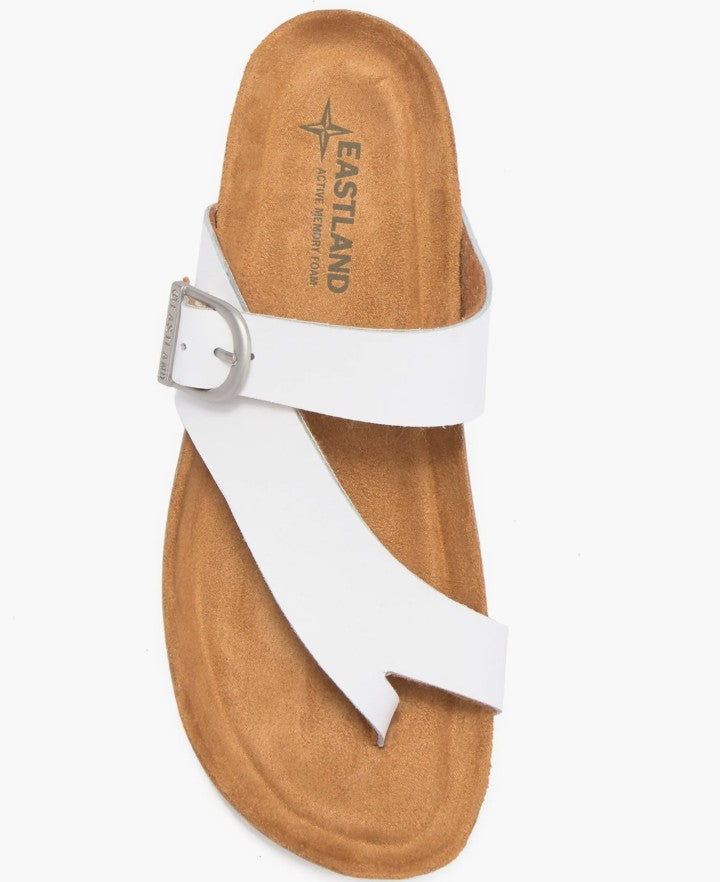 Eastland Women's Size 7, Shauna Adjustable Thong Sandals, White Leather
