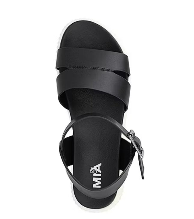 Mia Girl Tiaa Women's Size 7.5, Ankle Strap Footbed Sandals, Black