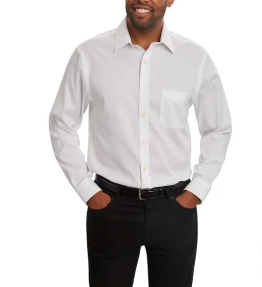Kirkland Signature Men's 16.5 Neck x 33 Sleeve Tailored Fit Dress Shirt, White