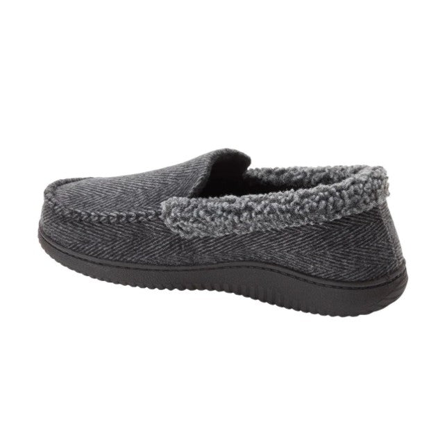 Dearfoams Mens' Size X-Large (13-14), Indoor/Outdoor Memory Foam Slippers, Black