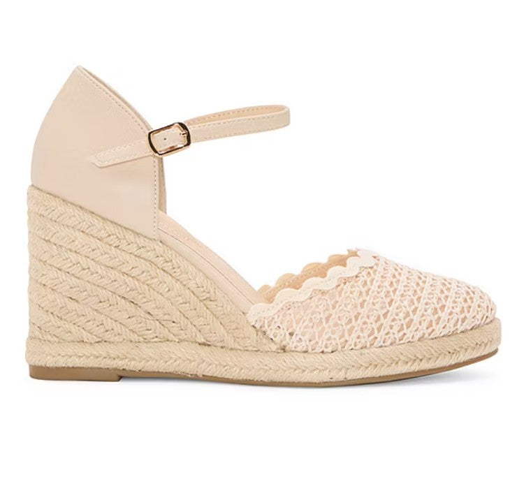 Liz Claiborne Women's Size 11 Wide, Marian Wedge Sandals, Natural (NO BOX)