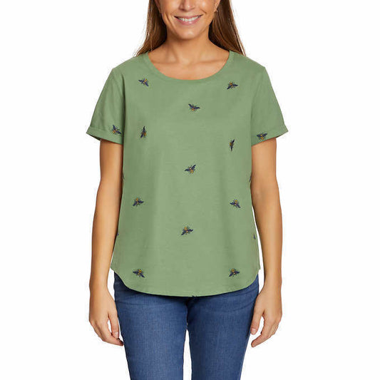 Vintage America Ladies' Size X-Small, Short Sleeve Tee, Green Bees, Customer Return