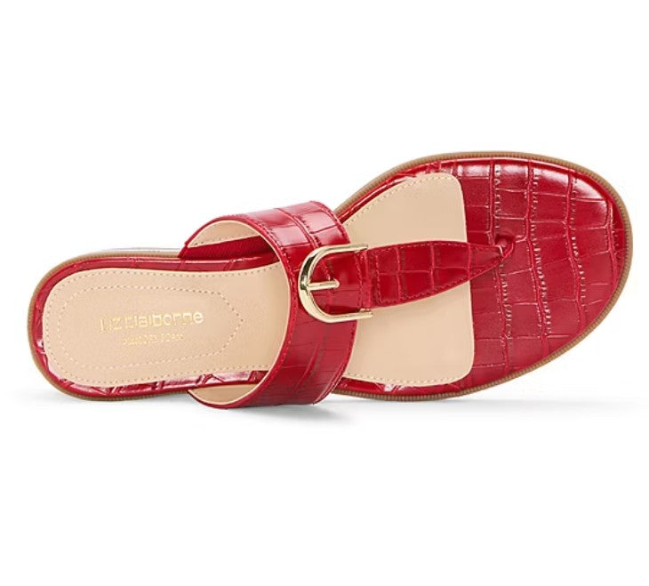 Liz Claiborne Women's Size 7.5 M, April Low Split Toe Sandals, Red