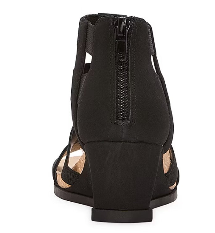 St. John's Bay Women's Size 6, Tidewell Strappy Wedge Sandals, Black