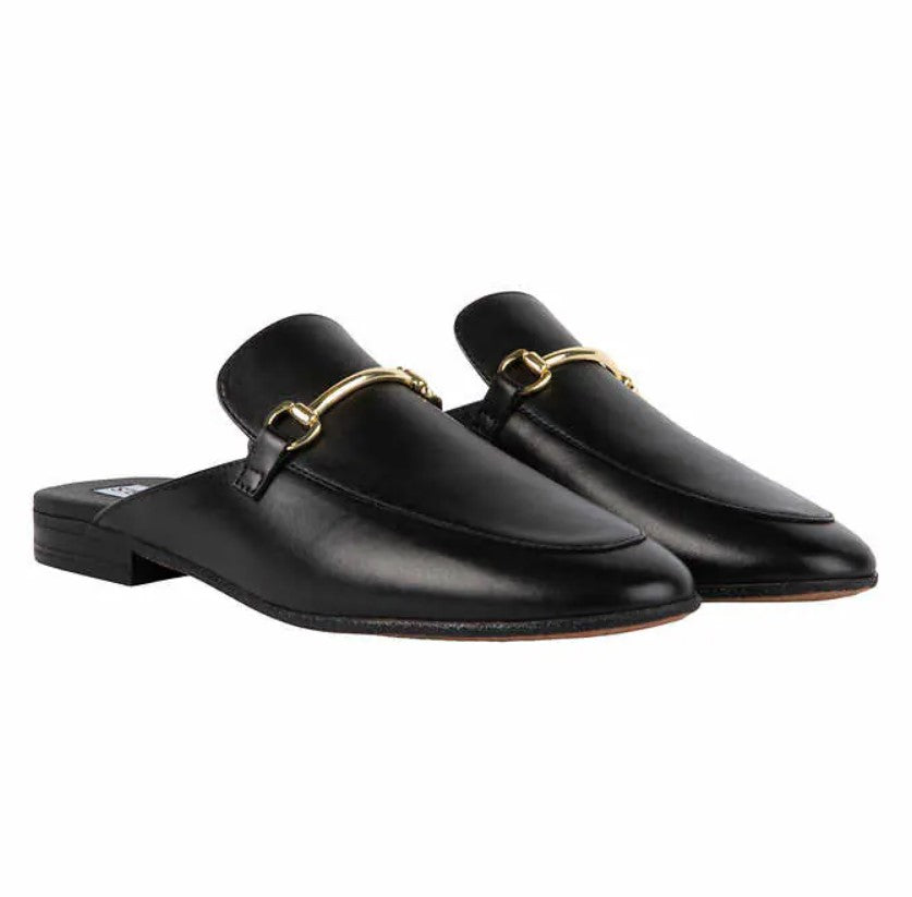 Steve Madden Ladies' Size 7, Leather Mule Loafer Shoes, Black, Grade B