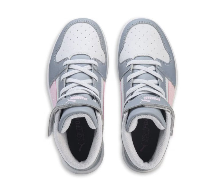Puma Kids' Size 3, Rebound Layup High Top Sneakers Shoes, Gray - Pink (NO BOX)