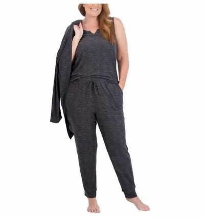 Live 2 Lounge Ladies' Size Small (4-6) 4-pc Essentials Lounge Set, Gray Charcoal