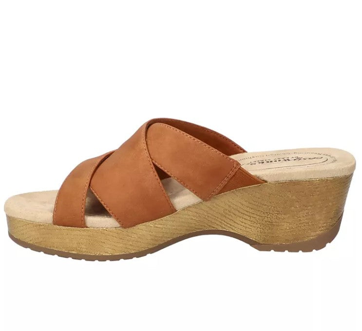 Easy Works by Easy Street Women's 8 WW, Ren Slip-Resistant Sandals, Tan