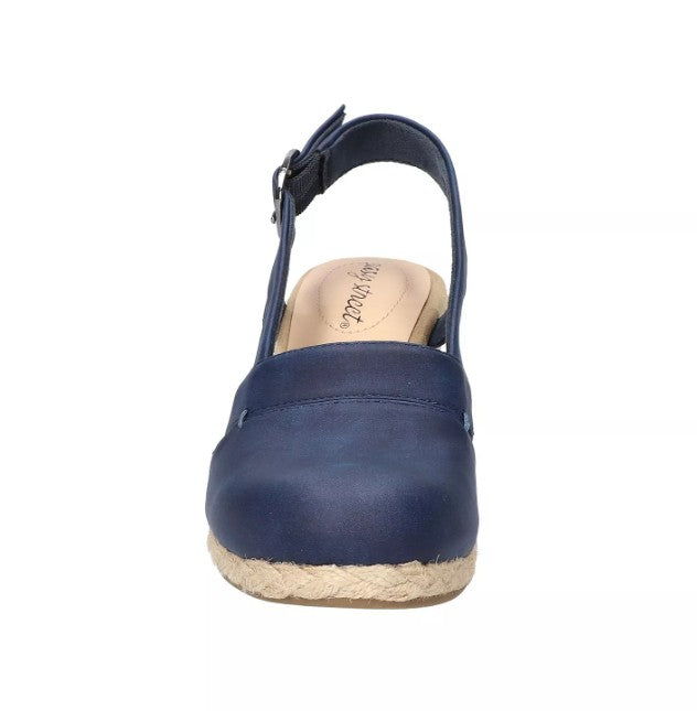 Easy Street Women's Size 9, Stargaze Espadrille Slingback Wedge Shoes, Navy