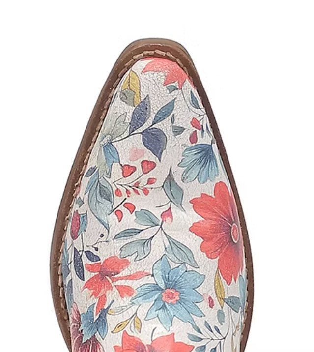 Dingo Women's Size 6, Pixie Rose Stacked Heel Pointed Toe Cowboy Boots, Floral